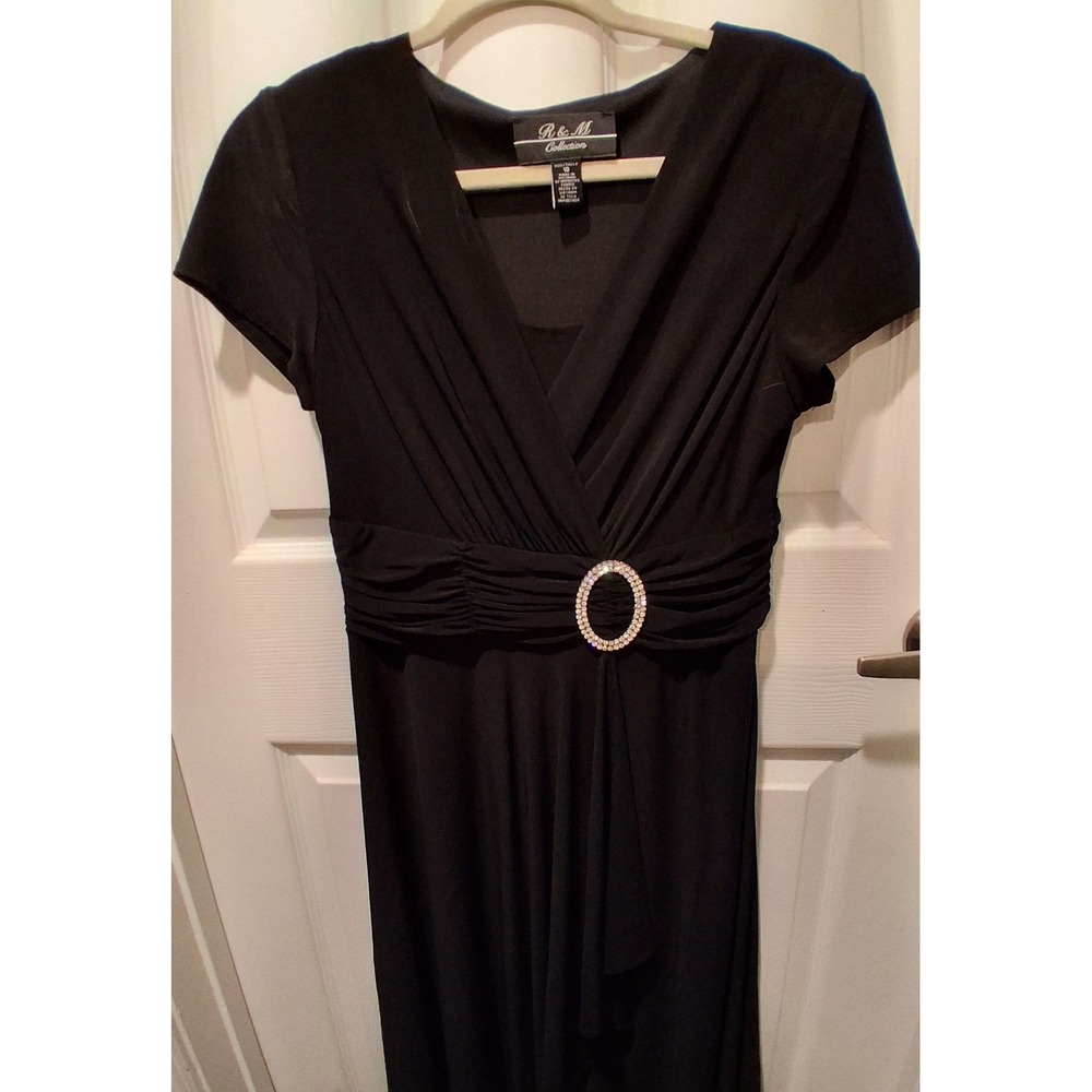 Women's Black  R & M Richard's Dress Size 10 Faux Wrap Rhinestone Belt Dressy